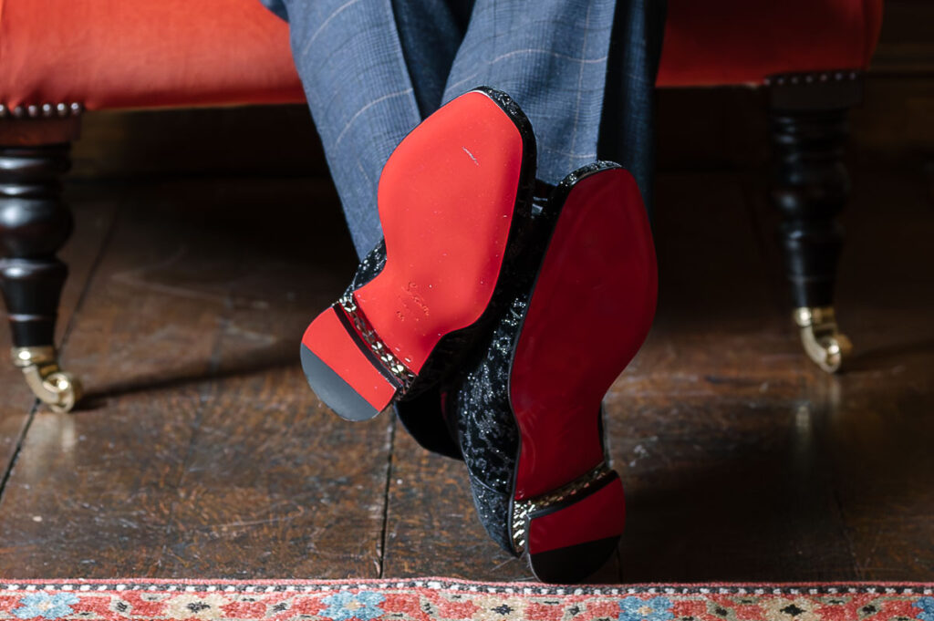 Ashridge house wedding red sole shoes